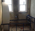 Walls are rendered and bath is framed