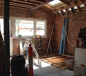 Solid brick extension before plaster