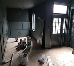 New floor, re-plastered, new wall panelling installed