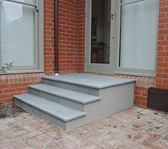 Stairs are complete with bluestone pavers